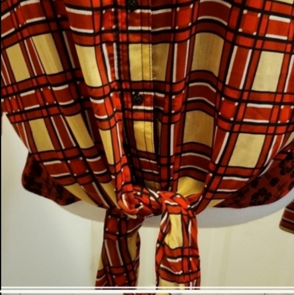 Scotch & Soda Maison Scotch plaid layered Button mix print tie Blouse plaid - Picture 2 of 8